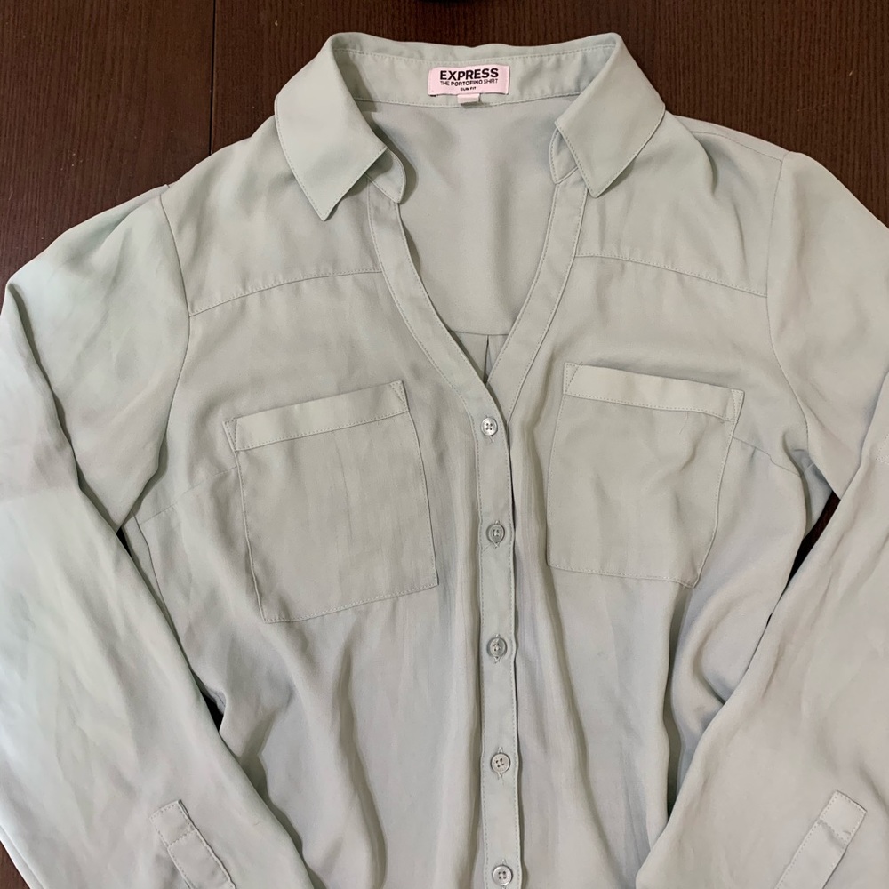 Express | Green Mint Button Down Top - image 5